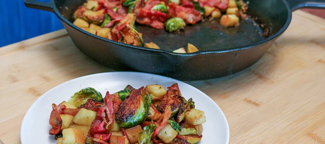 Sauteed Brussel Sprouts with Bacon and Apple