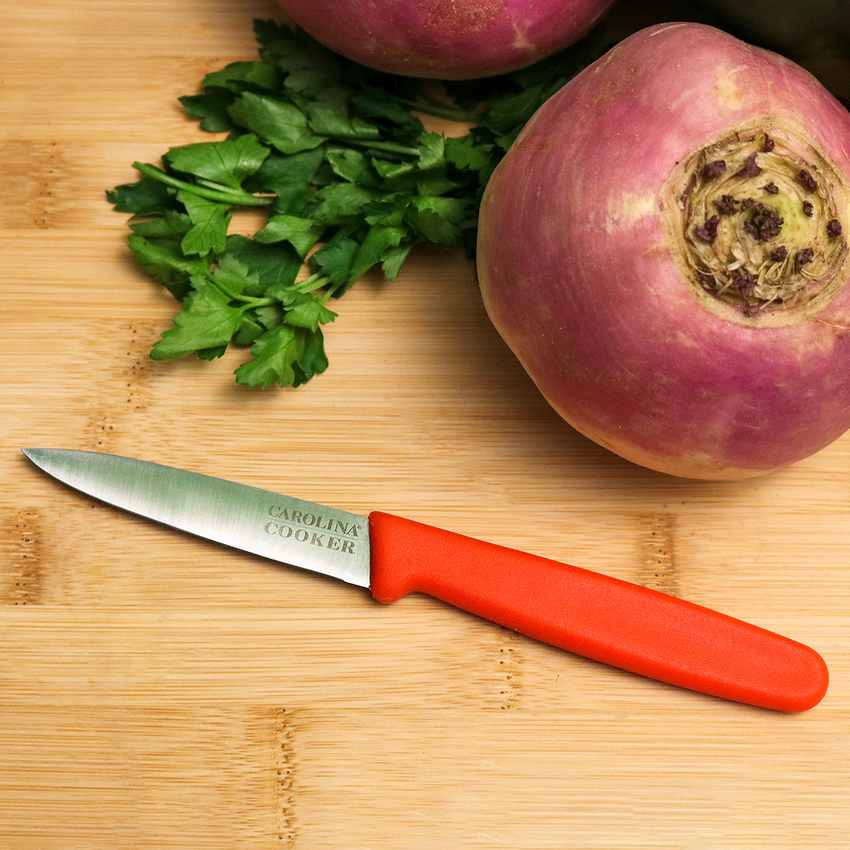 3.5" PAIRING KNIFE W/ RED HNDL