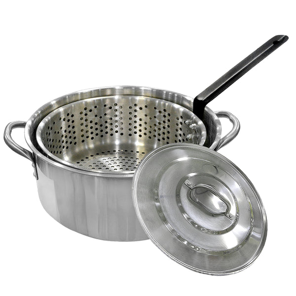 Steel Pot, Strainer, Lid, 10 Qt.