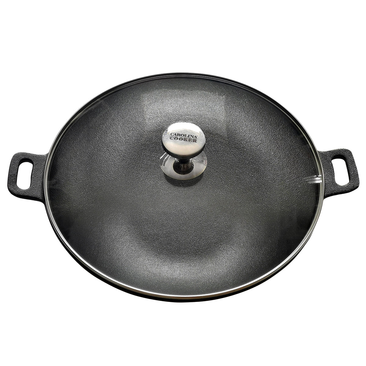 14" CAST IRON WOK W/ GLASS LID