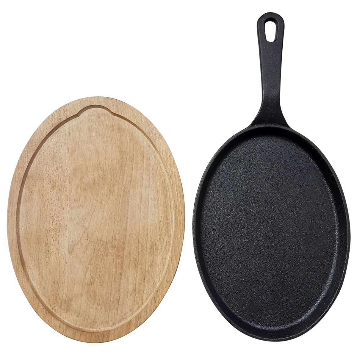 14-5/8 in. Pre-seasoned Cast Iron Fajita Pan Set – Carolina Cooker