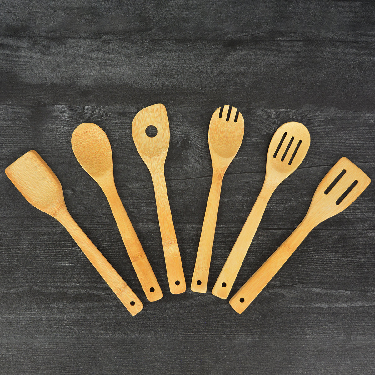 12" 6PC BAMBOO SERVING UTENSIL
