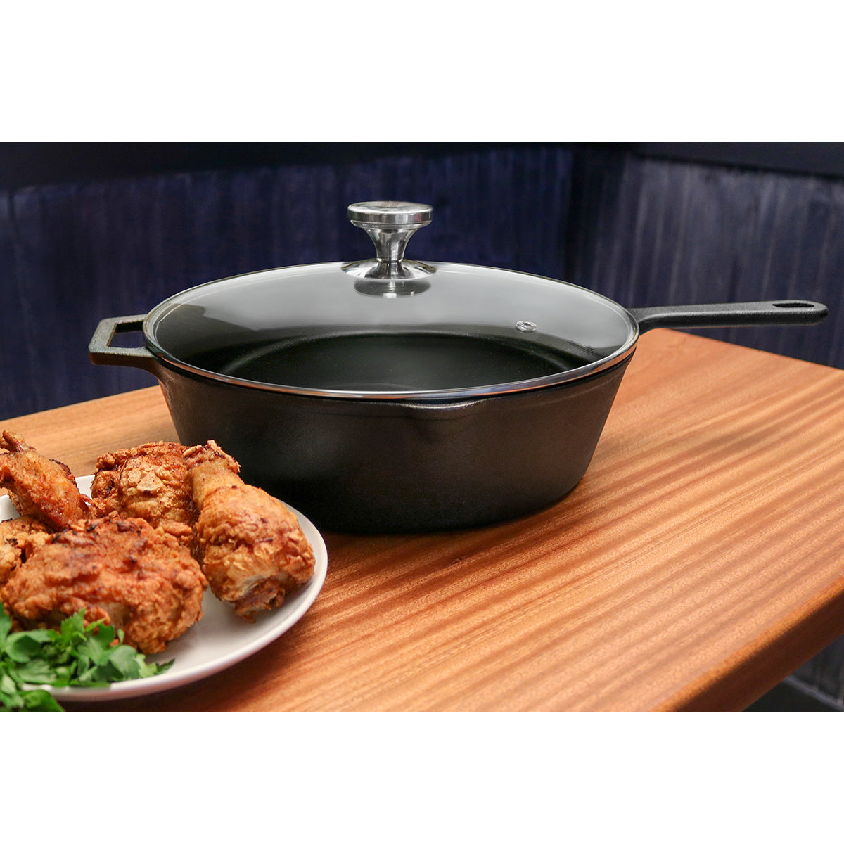 12" CAST IRON DEEP SKILLET W/